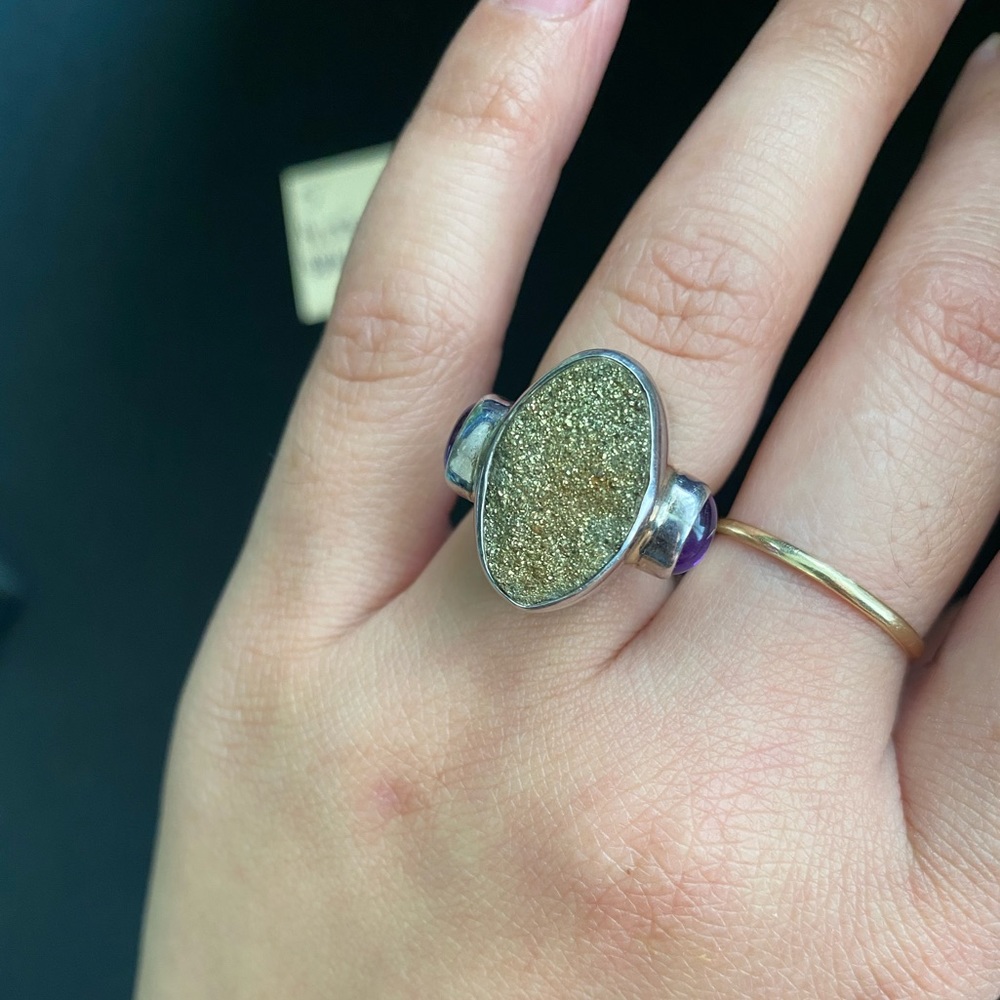 💜Beautiful Russian Pyrite and Amethyst ring!💜